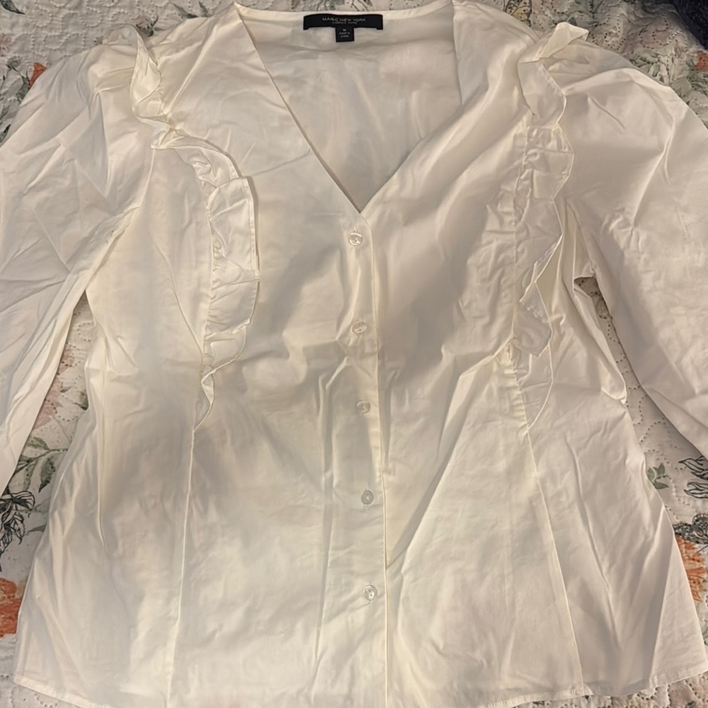 Elegant White Ruffled Blouse